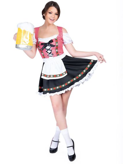 Ролевой костюм баварской девушки Leg Avenue Beer Garden Babe Черно-бело-красный M | Зображення 8