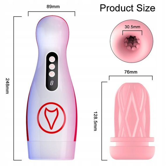 Автоматичний інтерактивний мастурбатор FOX - Vibrating Masturbation Cup , 7 Suction Power, 7 Vibration Setting, BS6300069 Sex Aura | Зображення 6