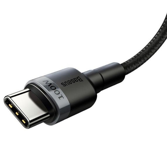 Дата кабель Baseus Cafule Type-C to Type-C PD2.0 100W (2m) (CATKLF-AL) Gray / Black | Зображення 2