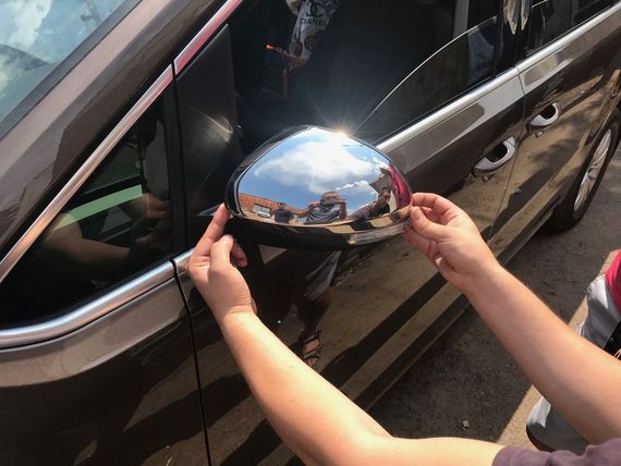 Накладки на зеркала (2 шт, нерж) Carmos - Турецкая сталь для Volkswagen Sharan 2010-2024 гг | Зображення 2