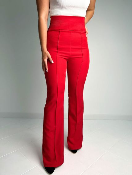 Женские классические расклешенные брюки с завышенной талией и стрелками цвет красный, размер 48 GF1693 | Зображення 6