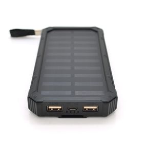 Power bank RH-30000-2, 30000mAh Solar, flashlight, Input:5V/1A(microUSB), Output:5V/2A(2хUSB), rubberized case, Black, Box