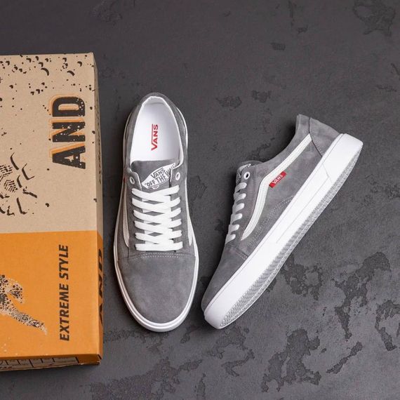 Демісезонні шкіряні (замш) кеди Vans сірі | Зображення 2