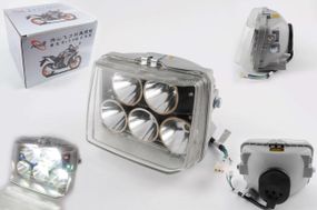 Фара прямокутна безкорпусна (кріпеж 165 mm, багатобарвна підсвітка, косе скло) Feili