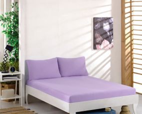 Простирадло 90х200см трикотаж (джерсі) на гумці з наволочками Фіолетове