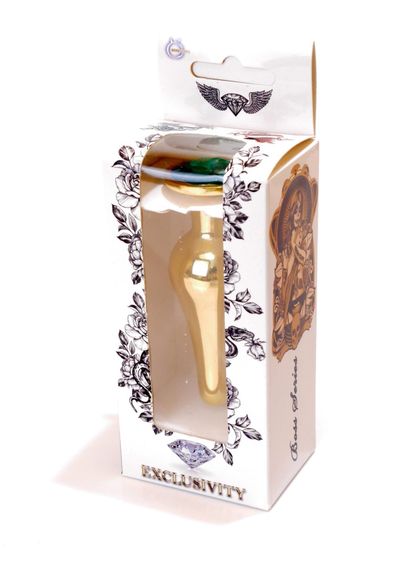 Анальна пробка B - Series HeavyFun Jawellery Gold, зелена | Зображення 7