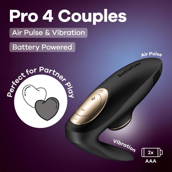 Вакуумний вібратор для пар Satisfyer Pro 4 Couples Battery Series, підходить для сексу у парі Sex Aura | Зображення 5