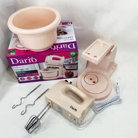 Ручний міксер для яєць і тіста Dario DM3010B 300 Вт, Міксер побутовий кухонний для їжі XQ-47 | Зображення 2