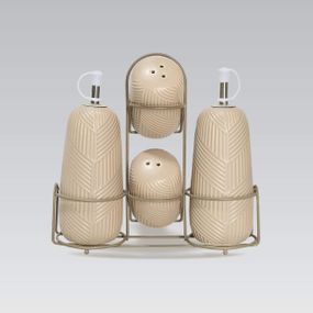 Набор для специй Maestro MR-20004-04S Geometry Beige 4 керамические емкости с подставкой