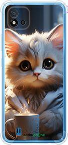 Чохол на Realme C20A Білий кіт "5646sp-2416-2448"