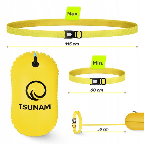Буй для плавання TSUNAMI Basic надувний Yellow (P-5907739316806) | Зображення 2