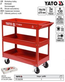 Візок майстерний YATO 3-рівневий на 4 колесах для макс. навантаж.- 130 кг