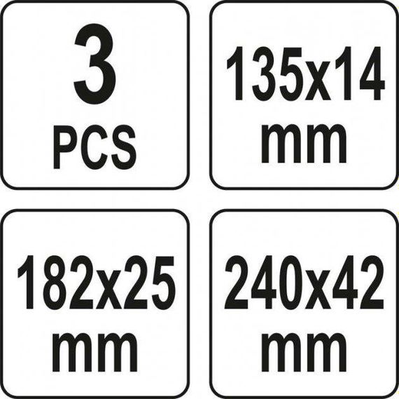 Набор ломы скребки 135x14 мм 182x25 мм 240x42 мм 3 штуки YATO YT-52863 | Зображення 2