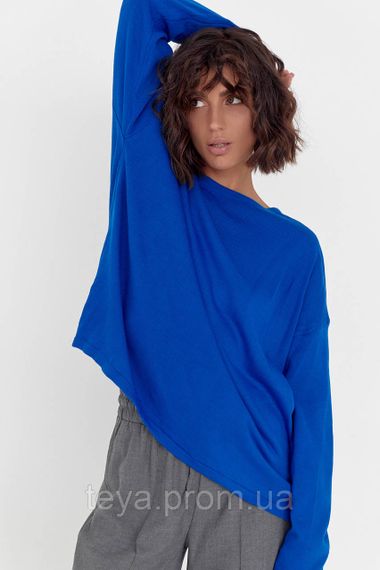 Жіночий однотонний джемпер oversize фасону колір синій FL_000532 | Зображення 6