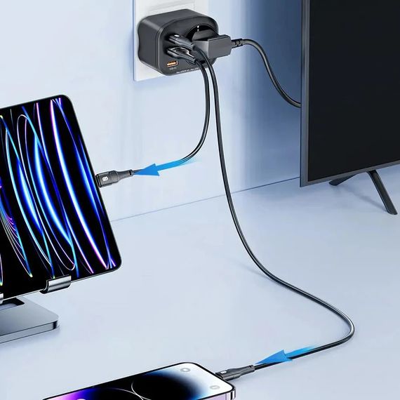 Мережевий зарядний пристрій 4в1, 4000Вт, USB-C, 2хUSB-A + розетка 220В, XPRO (234570650_306) | Зображення 2