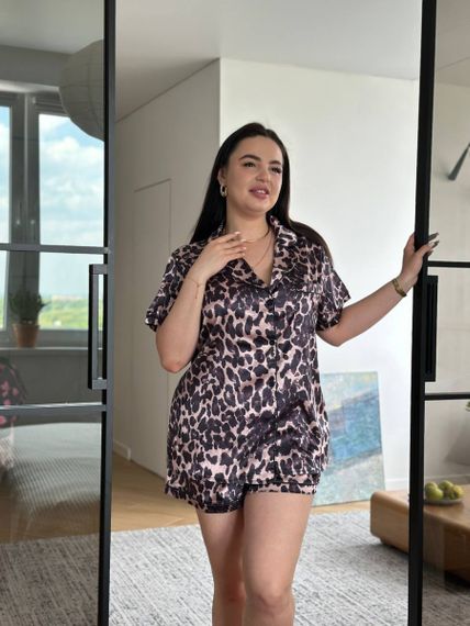 Леопардова піжама PLUS SIZE сорочка з шортами | Зображення 3