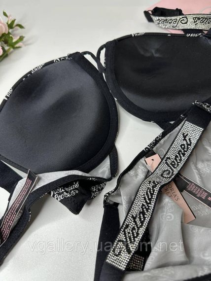 Комплект жіночої спідньої білизни зі стразами Victoria's Secret з принтом VS | Зображення 2