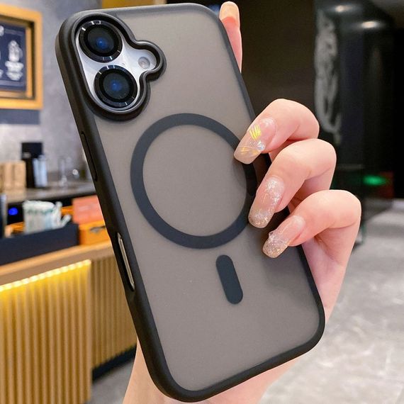 TPU+PC чохол Metal Buttons with MagSafe Colorful для Apple iPhone 16 (6.1") Чорний / Black | Зображення 2