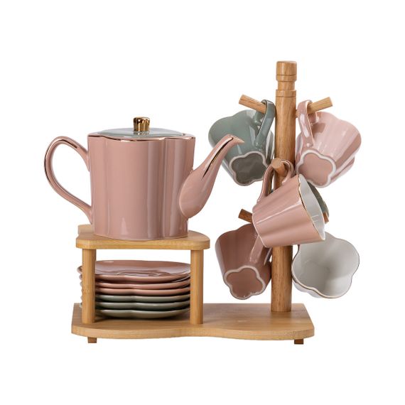 Чайный сервиз на 6 персон с бамбуковой подставкой HP-15-25