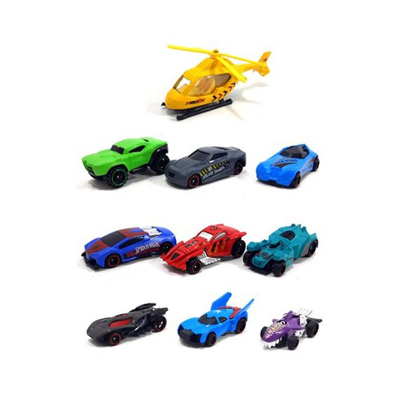 Набір машинок "Гонка" Bambi HW-117, 10 шт у тубусі, різнокольорові | Зображення 1