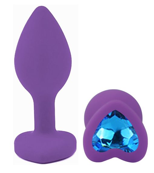 Силіконова анальна пробка EGZO - Silicone Violet Heart Plug Blue, size S Sex Aura | Зображення 1