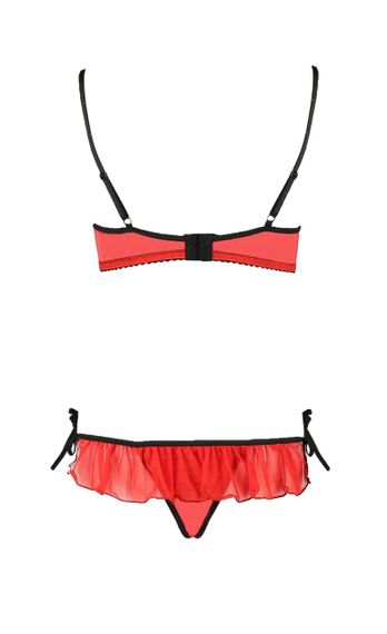 Комплект білизни з відкритими грудьми Cherry Passion, 2 предмети, червоний, S/M sexstyle | Зображення 3