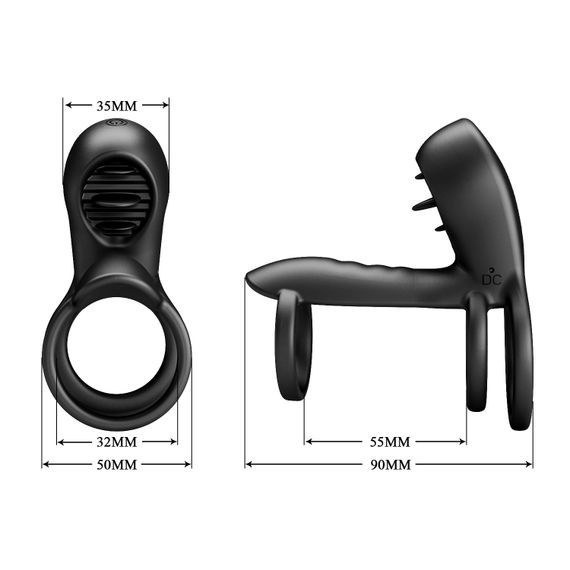 Насадка на член - Pretty Love Vibrating Penis Sling Jammy Black | Зображення 9