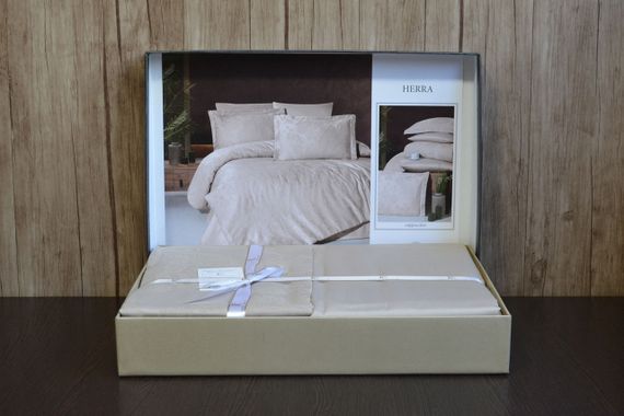 Постільна білизна First Choice Jacquard Satin 200 х 220 см Herra Cappuccino | Зображення 2
