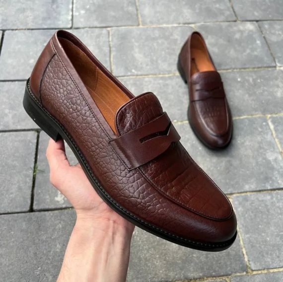 Брутальні чоловічі лофери коричневого кольору 42 розмір | Зображення 2