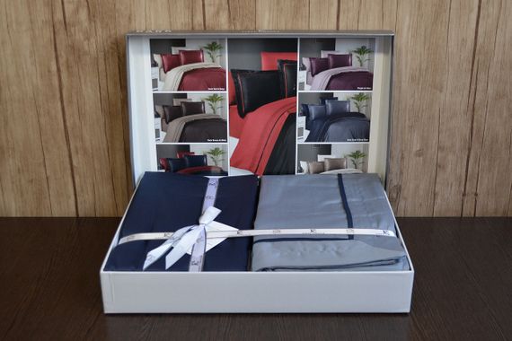 Постільна білизна First Choice Deluxe Satin 200 х 220 см Serenity Dark Grey-Navy Blue | Зображення 2
