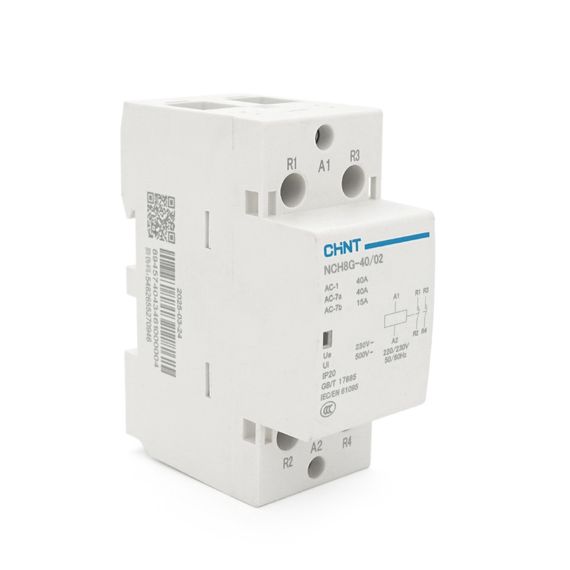 Контактор CHINT NCH8-40/02 220V, 40А, 7.5kW, 1NC, на DIN-рейку, 85x65, 5x36мм