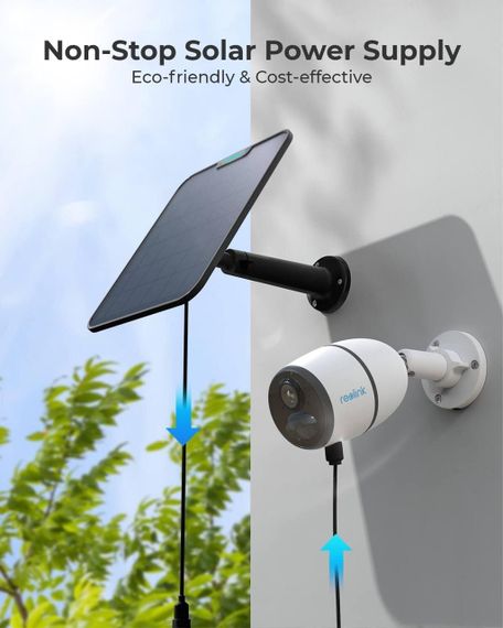 Сонячна панель Reolink 6W для відеокамер, водостійка, з кріпленням, панель живлення для акумуляторних камер, чорна | Зображення 1