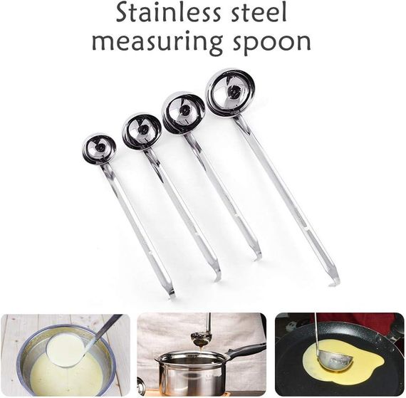 Ополоник для супу з неіржавкої сталі, 4 шт., ложка для соусу на 1/2/3/4 унції, металевий ополоник | Зображення 2