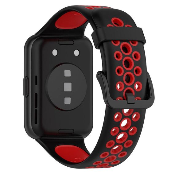Силіконовий ремінець Primolux Perfor Classic для смарт-годинника Huawei Watch Fit 2- Black&Red | Зображення 1