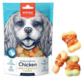 Wanpy Chicken Jerky & Biscuit Twists ванпи бисквит с вяленой курицей печенье, лакомство для собак