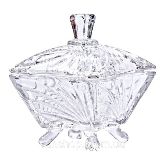 Цукорниця з кришкою 7.5×7.5×9 см ваза цукорниця скляна HP-4-117 | Зображення 2