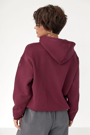 Утеплене худі на блискавці - бордо цвет, L (є розміри) | Зображення 1