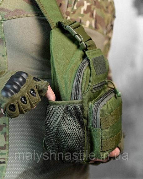 Армійська нагрудна сумка рюкзак з USB портом Захисник Olivia ДЛ7535 | Зображення 1