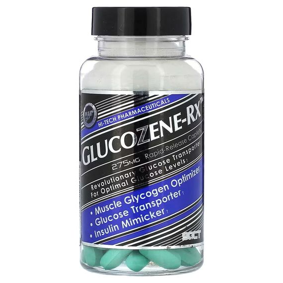 Для оптимального рівня глюкози Hi-Tech Pharmaceuticals Glucozene-Rx 275 мг 90 капсул