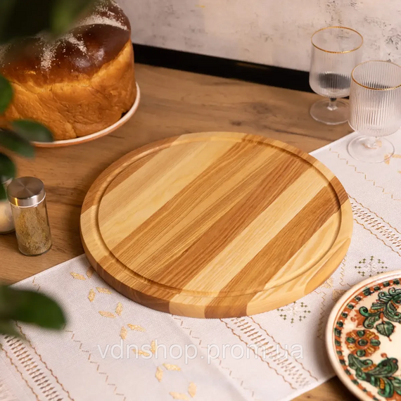 Разделочная деревянная доска круглая 25 см для подачи нарезки ясень C10W250 | Зображення 2