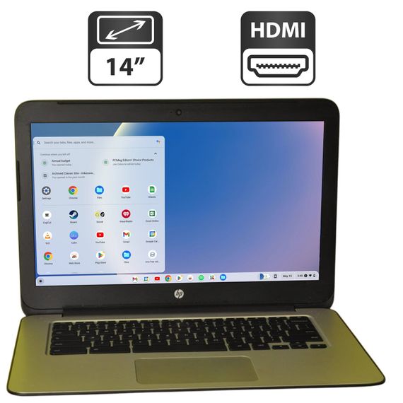 Ноутбук Б-класс HP ChromeBook 14 G4 / 14" (1366x768) TN / Intel Celeron N2840 (2 ядра по 2.16 - 2.58 GHz) / 4 GB DDR3 / 16 GB eMMC / Intel HD Graphics / WebCam / Chrome OS б/у