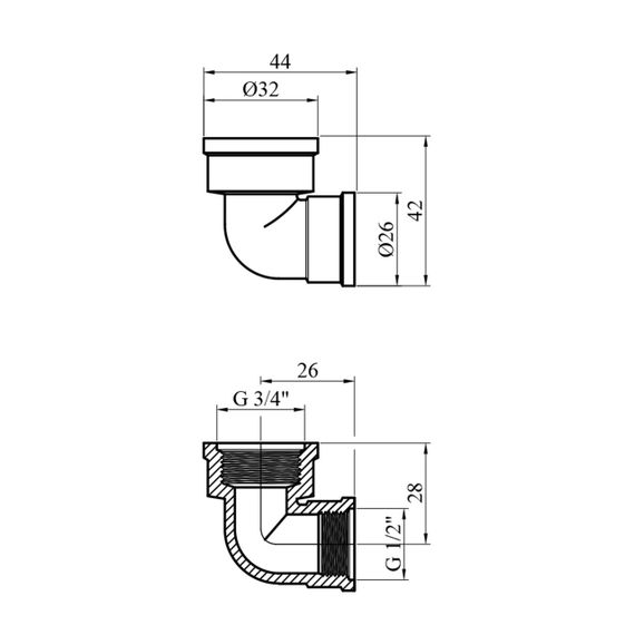 Угольник переходной усиленный LexLine 3/4"х1/2" ВВ латунный УК0112-В | Зображення 1