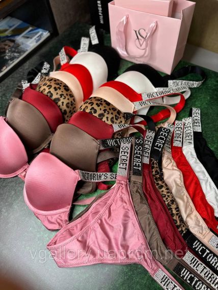 Червоний комплект білизни Вікторія Сікрет, жіночий червоний комплект спідньої білизни Victoria's Secret Rhinestone 75С | Зображення 8