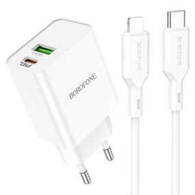СЗУ Borofone BA69A Resource PD20W+QC3.0 (Type-C to Lighting)