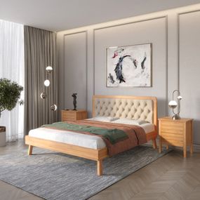 Двоспальне дерев&#039;яне ліжко Mebigrand Токіо Вільха/Аляска 23 (Бежевий) 160х200 см (MBG-4847)