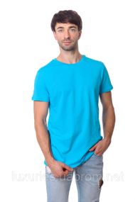 Мужская футболка голубая, футболка классическая мужская OverSize, футболка летняя, стильная футболка