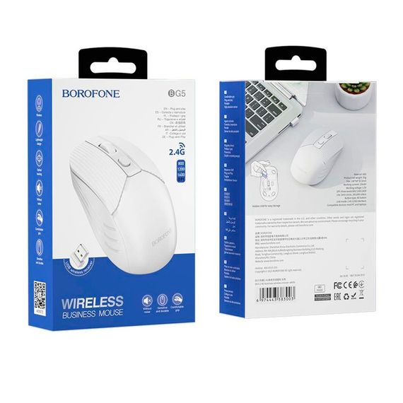 Мышь беспроводная BOROFONE BG5.1600DPI,White,2.4GHZ,Box | Зображення 3