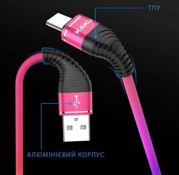 USB кабель Kaku KSC-109 microUSB 3.2A / 1.2m - Rainbow | Зображення 3
