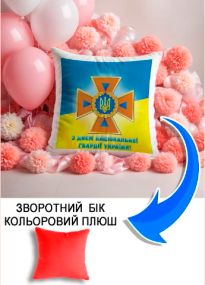 Подушка плюшева Мерч Крафт Дизайн з принтом Національна гвардія України 2 червоний плюш квадратна 33х33 см