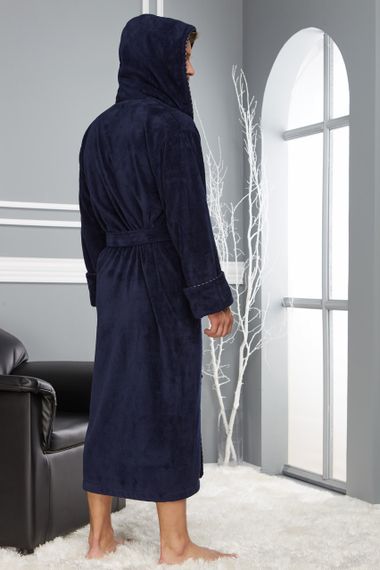 Чоловічий махровий халат Nusa 2955, темно-синій 3XL | Зображення 1